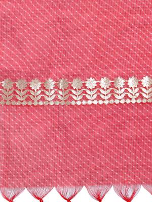Red Cotton Doriya Gota Patti Work Dupatta 4