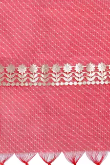 Red Cotton Doriya Gota Patti Work Dupatta