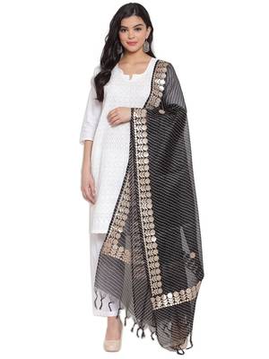 Black Cotton Doriya Gota Patti Work Dupatta 1