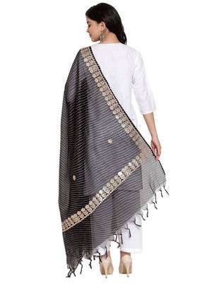 Black Cotton Doriya Gota Patti Work Dupatta 2