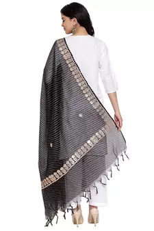 Black Cotton Doriya Gota Patti Work Dupatta