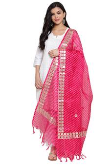 Magenta Cotton Doriya Gota Patti Work Dupatta