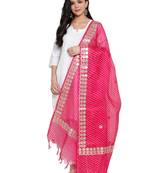 Magenta Cotton Doriya Gota Patti Work Dupatta