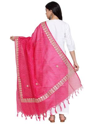 Magenta Cotton Doriya Gota Patti Work Dupatta 2