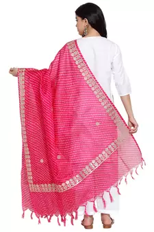 Magenta Cotton Doriya Gota Patti Work Dupatta