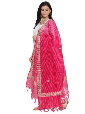 Magenta Cotton Doriya Gota Patti Work Dupatta 3