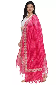 Magenta Cotton Doriya Gota Patti Work Dupatta
