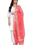Peach Cotton Doriya Gota Patti Work Dupatta