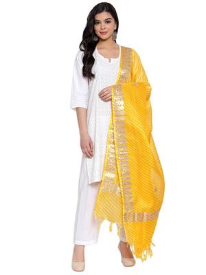 Yellow Cotton Doriya Gota Patti Work Dupatta 1