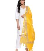 Yellow Cotton Doriya Gota Patti Work Dupatta