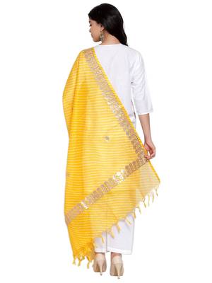 Yellow Cotton Doriya Gota Patti Work Dupatta 2