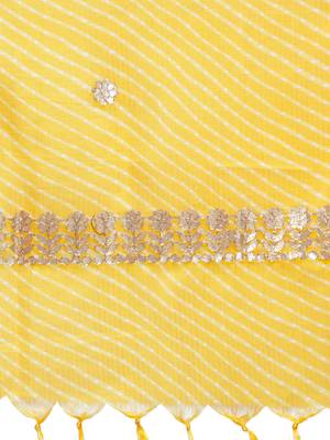 Yellow Cotton Doriya Gota Patti Work Dupatta 4