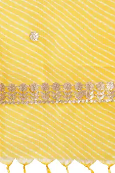 Yellow Cotton Doriya Gota Patti Work Dupatta