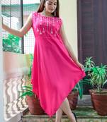 Pink Khadi Printed Rayon Kite Kurti