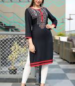 Black Khadi Rayon Stright Kurti