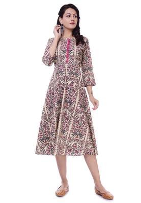 Pink Printed Cotton Anarkali Kurti 1