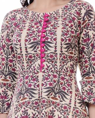 Pink Printed Cotton Anarkali Kurti 4