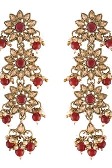 Traditional Gold Plated With Stunning Antique Finish Kundan & Pearl Earrings for Women