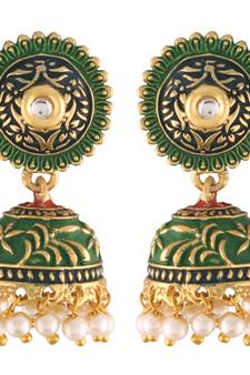 Gold Plated Handmade Enamel Meenakari Traditional Jhumka for Women