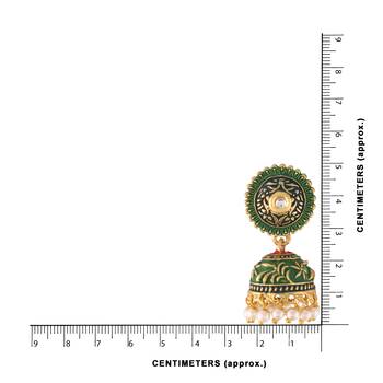 Gold Plated Handmade Enamel Meenakari Traditional Jhumka for Women 3