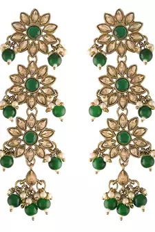 Traditional Gold Plated With Stunning Antique Finish Kundan & Pearl Earrings for Women