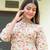 Red Gold Printed Cotton Flared Kurti