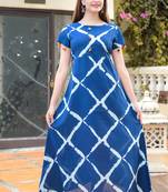 Indigo Printed Cotton A-line Kurti