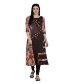 Brown printed rayon ethnic-kurtis