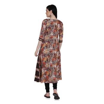 Brown printed rayon ethnic-kurtis 2