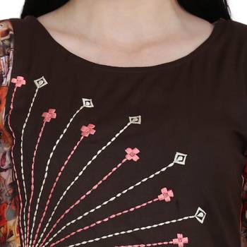 Brown printed rayon ethnic-kurtis 5