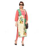 Peach printed crepe ethnic-kurtis