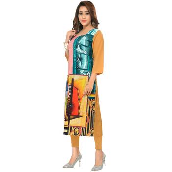 Beige printed crepe ethnic-kurtis 2