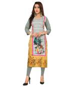 Grey printed crepe ethnic-kurtis