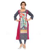 Grey printed crepe ethnic-kurtis