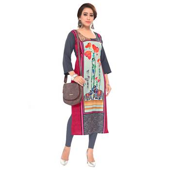 Grey printed crepe ethnic-kurtis 3