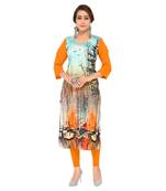 Orange printed crepe ethnic-kurtis