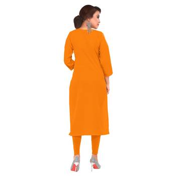 Orange printed crepe ethnic-kurtis 2