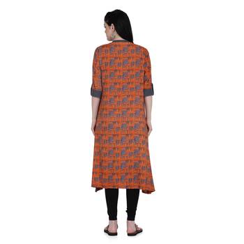 Orange printed rayon ethnic-kurtis 2
