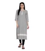 Grey printed cotton ethnic-kurtis