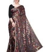 Black woven lycra saree with blouse