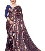 Blue woven lycra saree with blouse