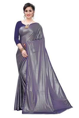 Blue woven lycra saree with blouse 1