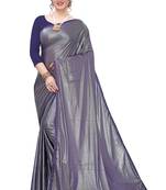 Blue woven lycra saree with blouse