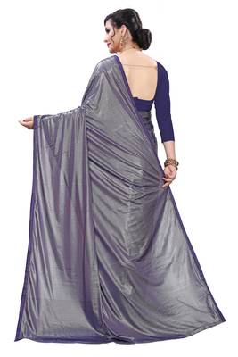 Blue woven lycra saree with blouse 2