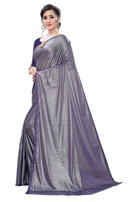 Blue woven lycra saree with blouse 3
