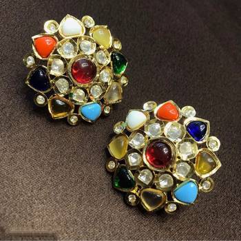 Navratna Wedding Multicolor kundan earrings 1
