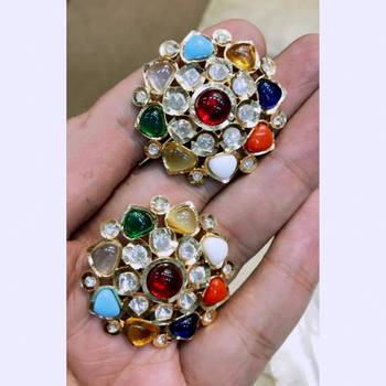Navratna Wedding Multicolor kundan earrings 2