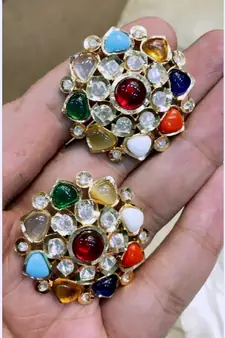 Navratna Wedding Multicolor kundan earrings