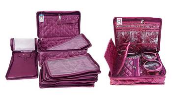 atorakushon Purple Make Up Pouch Jewellery Cosmetic Organizer Necklace Pouches Traveling Kit for Women's set of 2 1