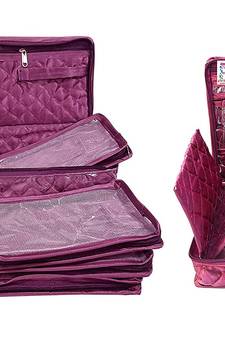 atorakushon Purple Make Up Pouch Jewellery Cosmetic Organizer Necklace Pouches Traveling Kit for Women's set of 2
